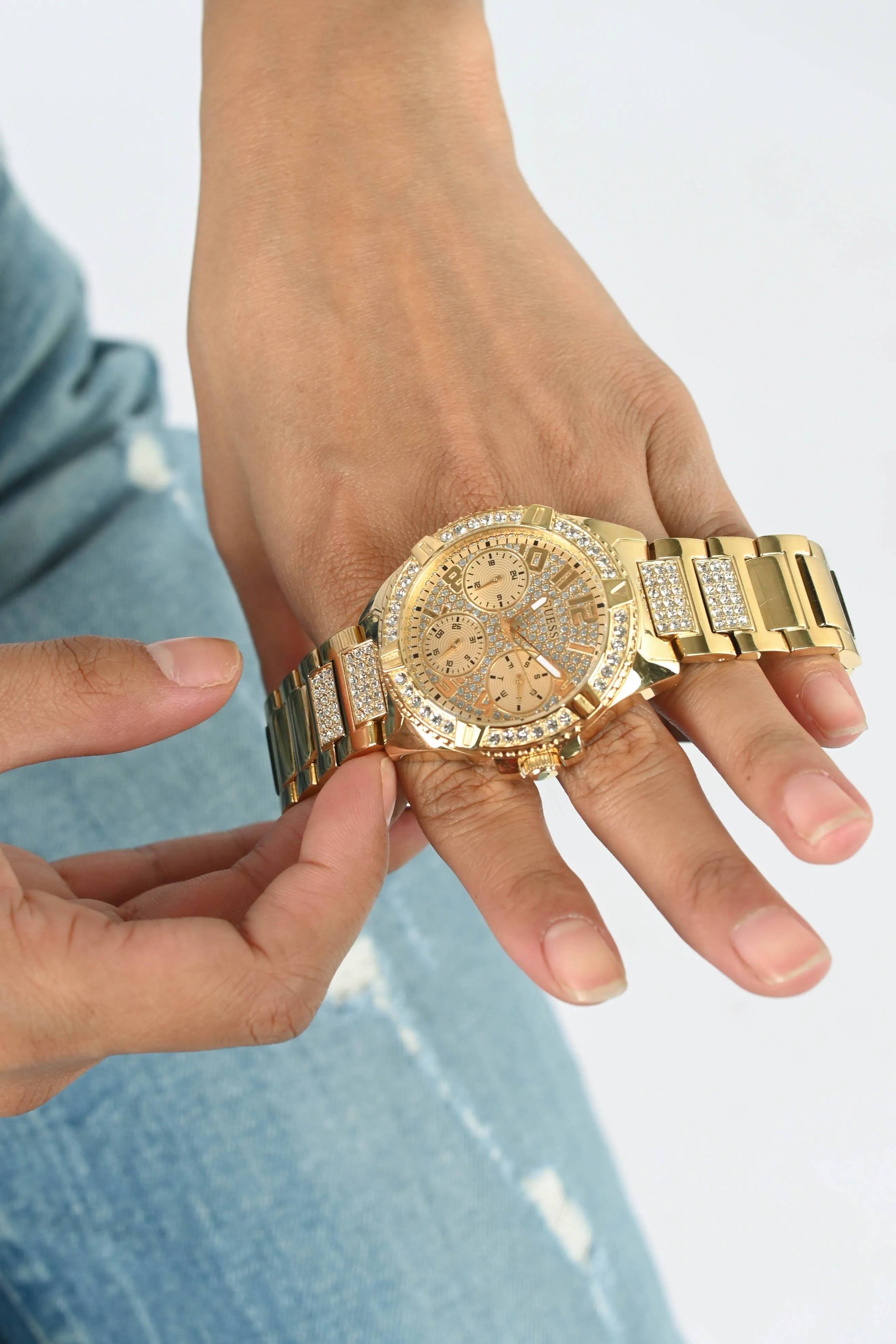 Guess Lady Frontier Crystal Gold Watch W1156L2