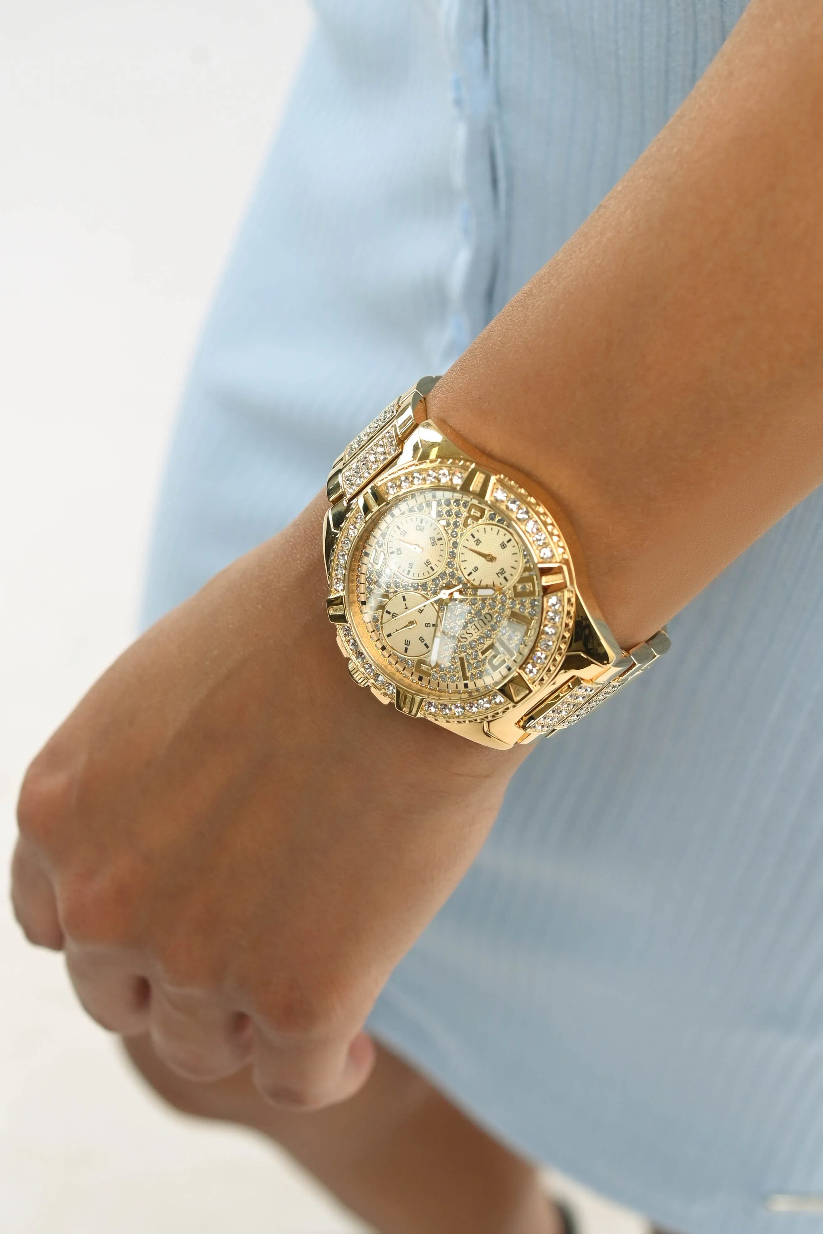 Guess Lady Frontier Crystal Gold Watch W1156L2