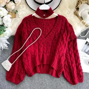 High Low Choker Sweater