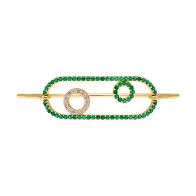 In Between Circles - Emerald Paper-Clip 14k Gold Bangle Bracelet