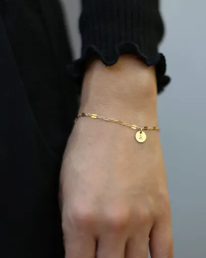 Initial Bracelet with Shiny Chain
