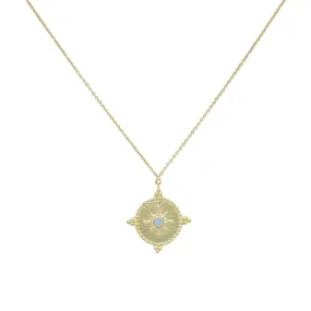 Isabelle Compass Gold Rainbow Moonstones Necklace