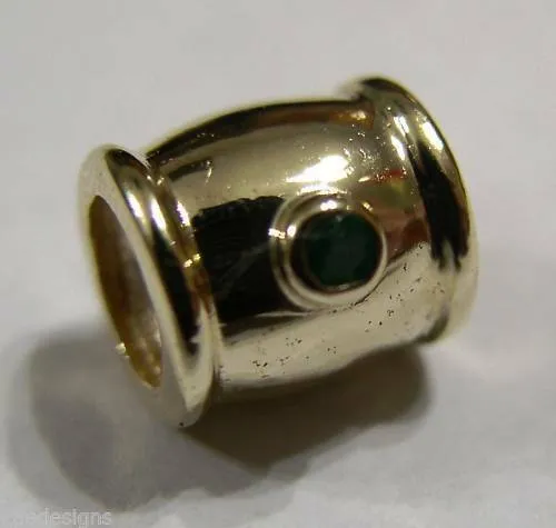 Kaedesigns Genuine 9ct Yellow, Rose or White Gold Green Emerald Bead For Charm Bracelet