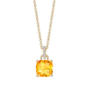 Kiki McDonough Cushion Citrine and Diamond Loop Necklace