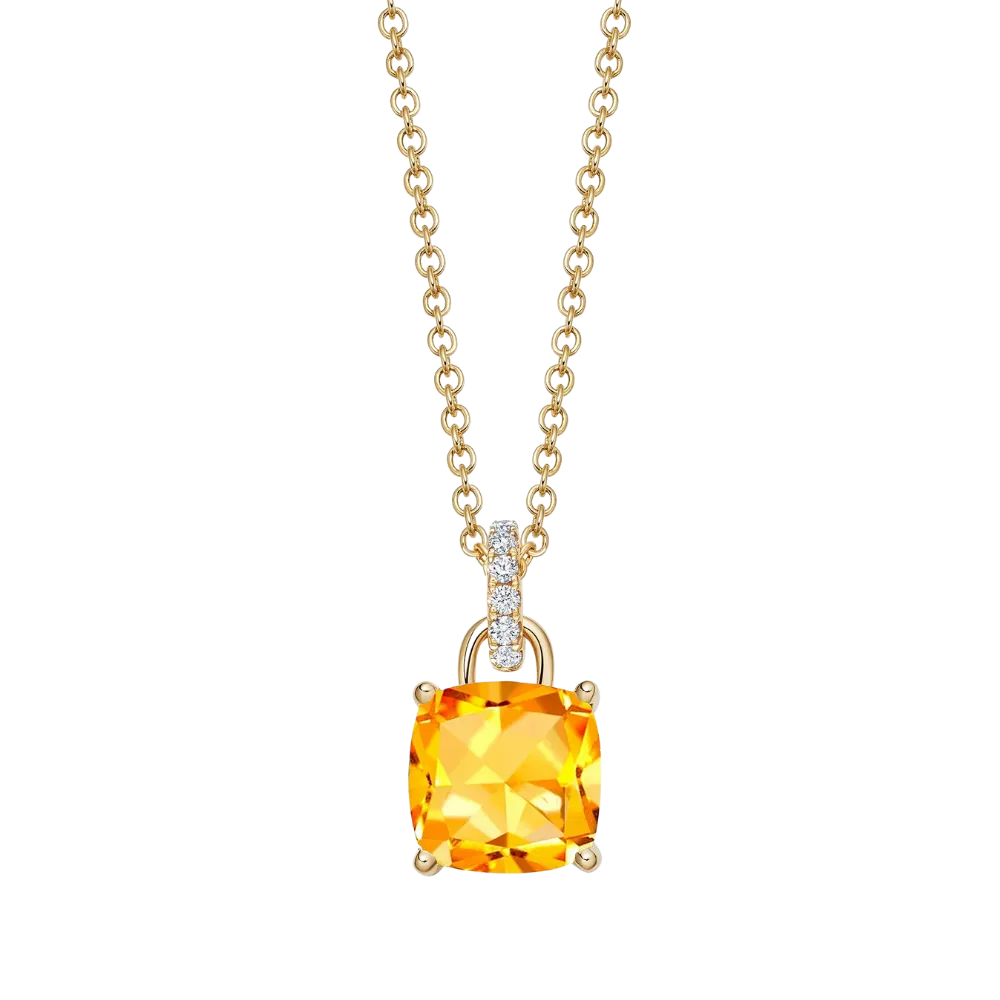 Kiki McDonough Cushion Citrine and Diamond Loop Necklace