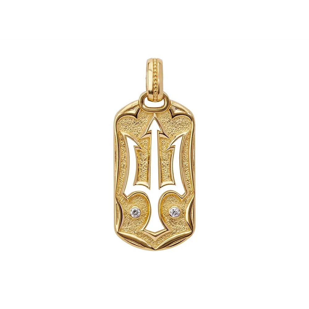 Konstantino Mens Kavafi 18K Yellow Gold Diamond Triton Pendant