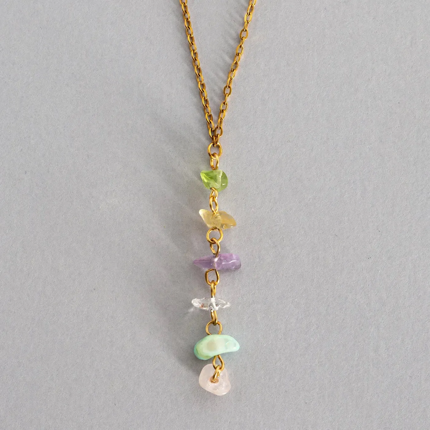 Larissa - Semi Precious Colorful Stones Lariat Necklace