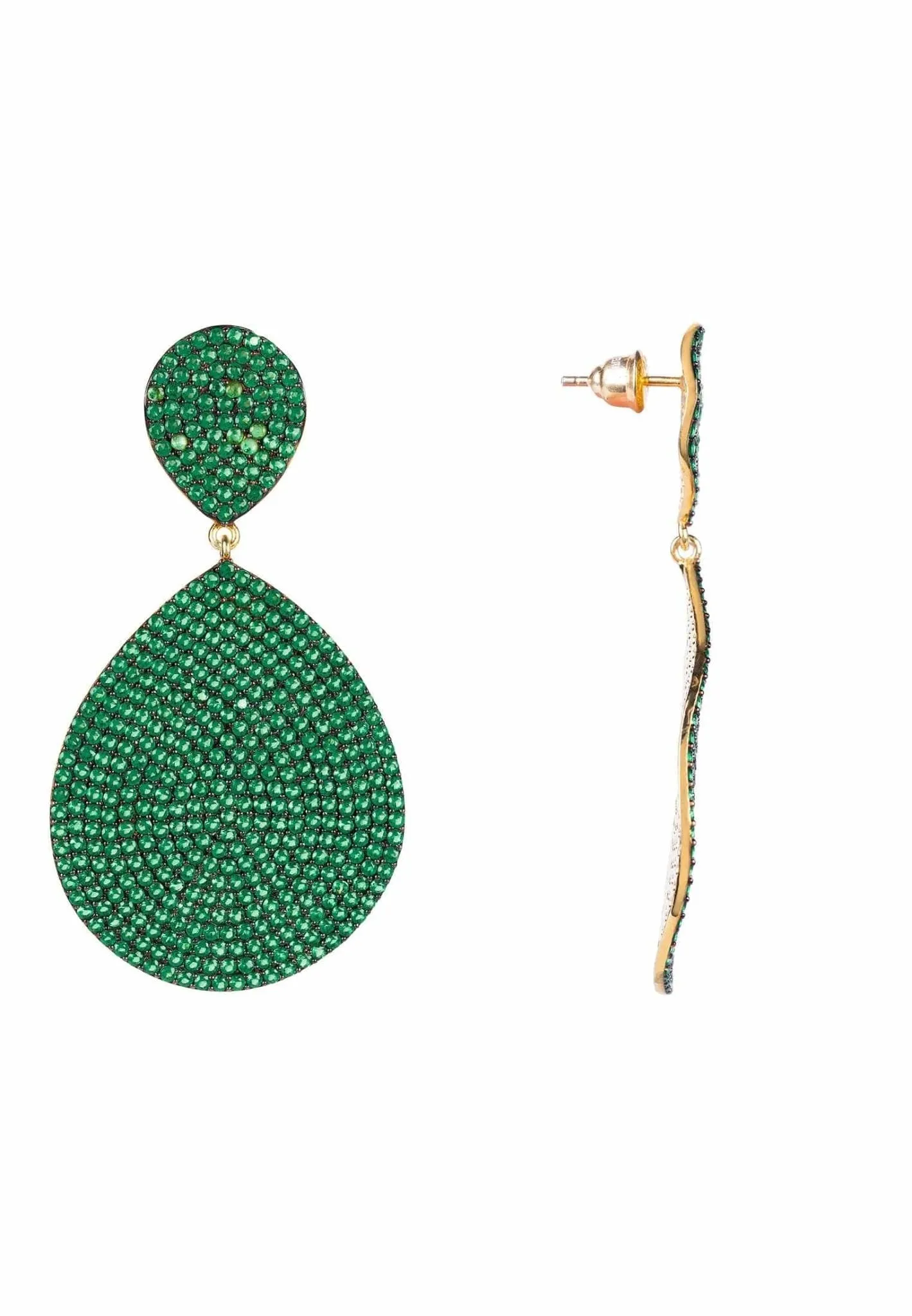 Latelita London Monte Carlo Earrings Gold Emerald Zircon