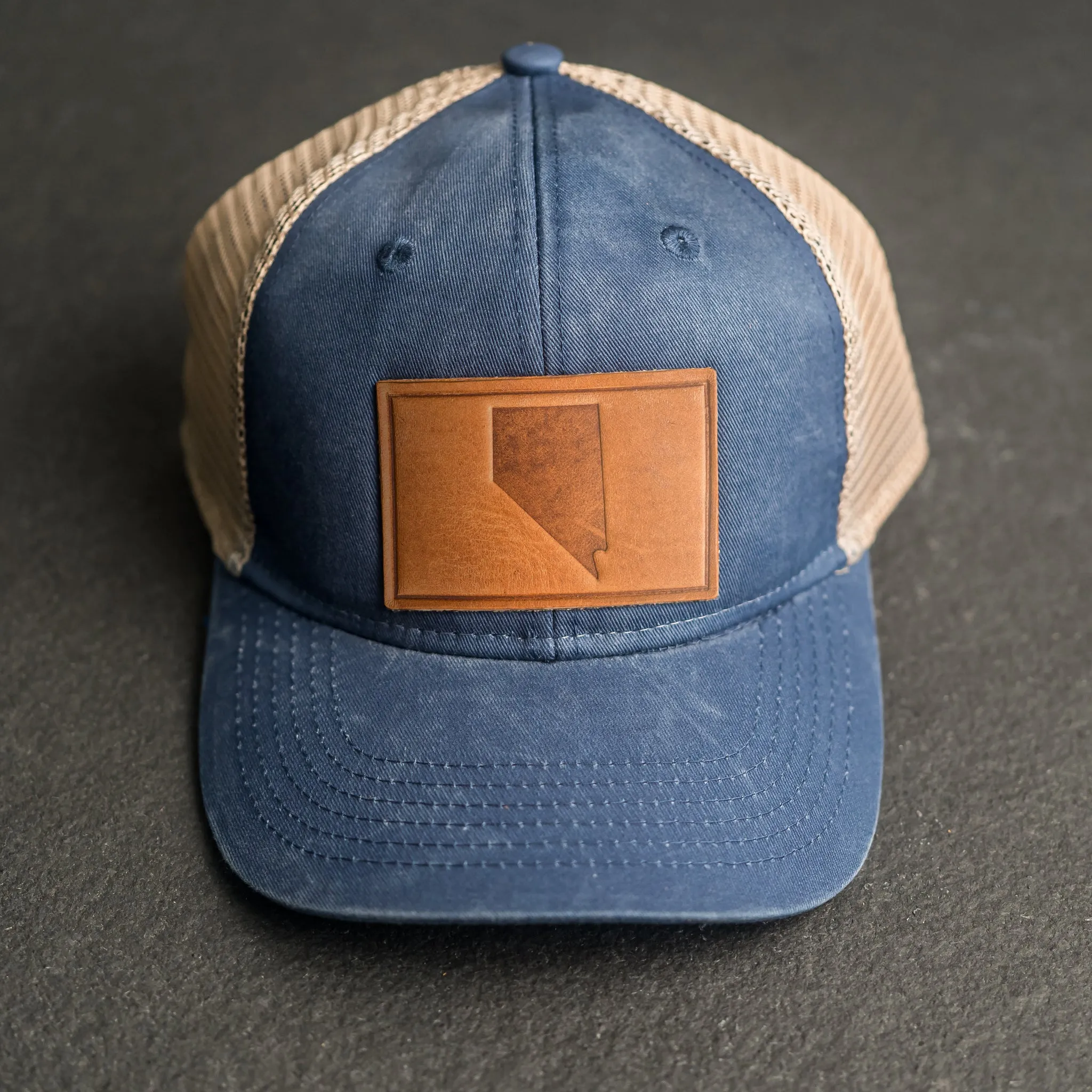 Leather Patch Ponytail Style Hat - Nevada Stamp