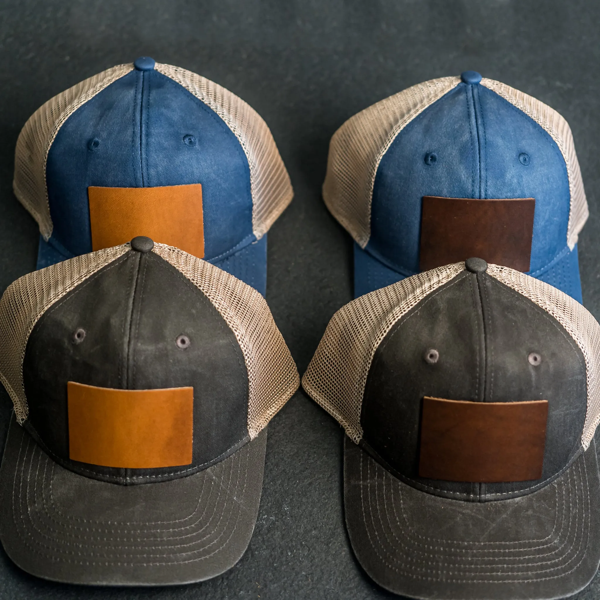 Leather Patch Ponytail Style Hat - Nevada Stamp