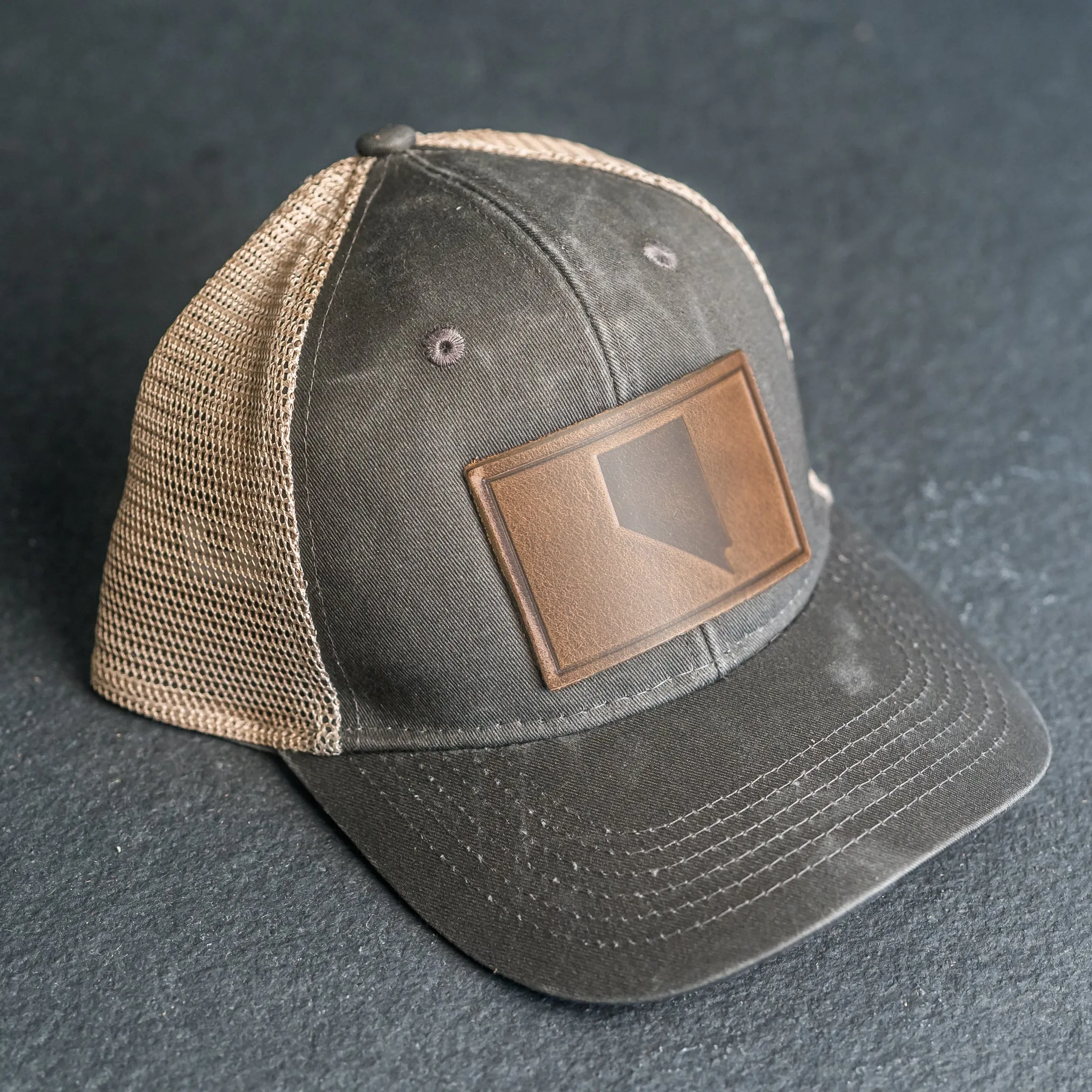 Leather Patch Ponytail Style Hat - Nevada Stamp