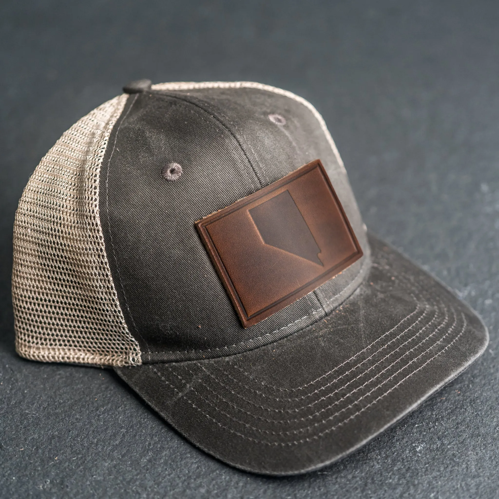 Leather Patch Ponytail Style Hat - Nevada Stamp