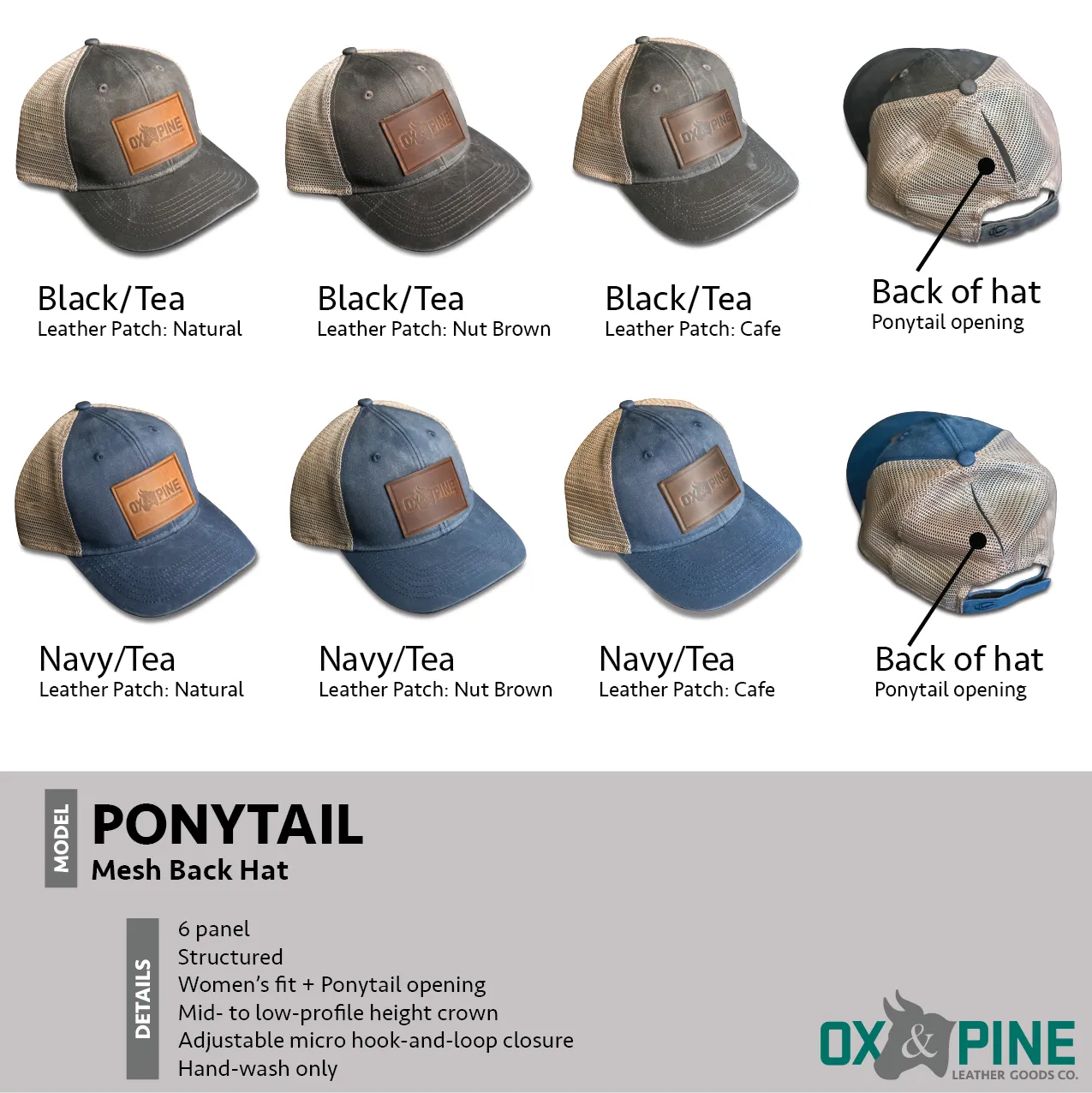 Leather Patch Ponytail Style Hat - Nevada Stamp