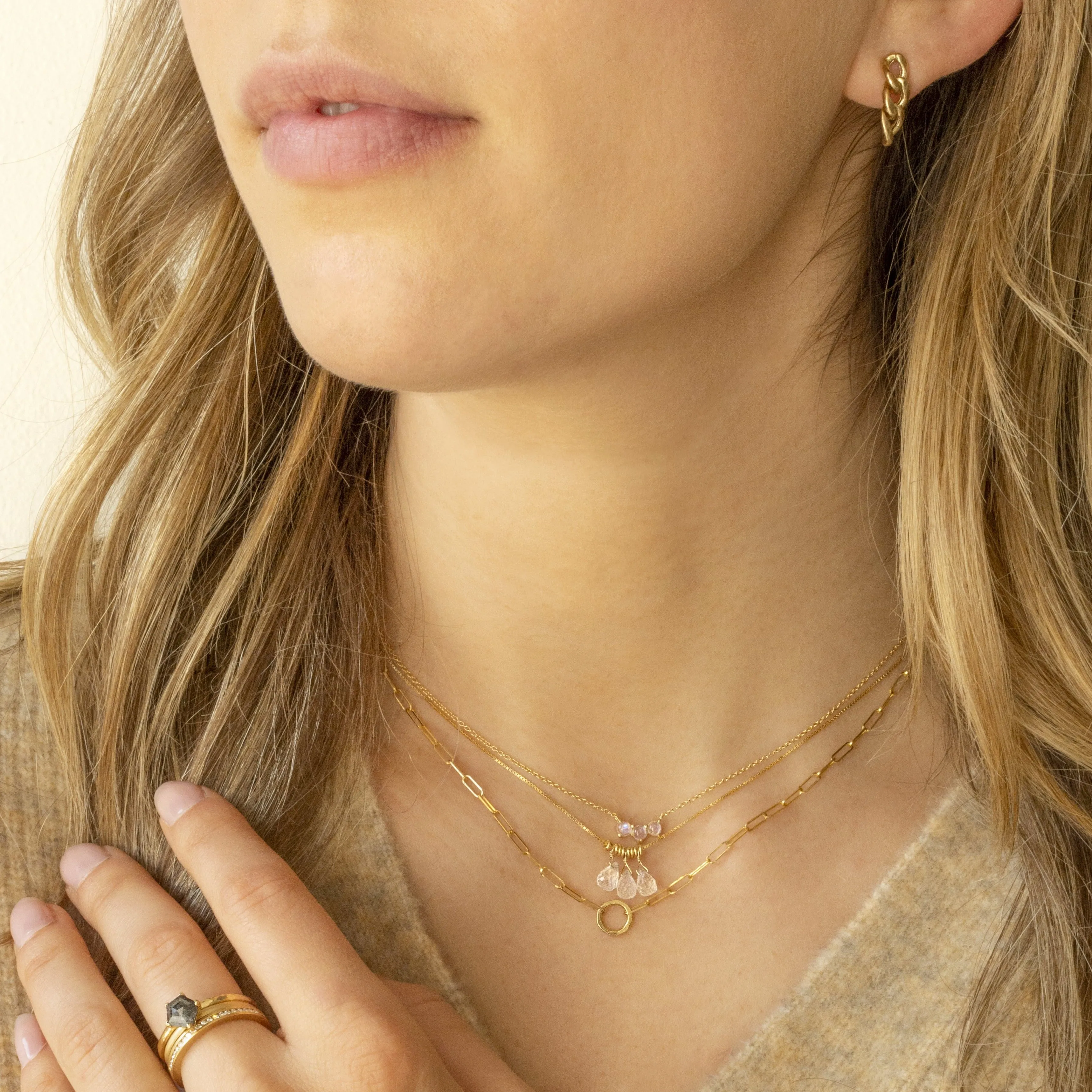 Luna' Moonstone Cluster Necklace