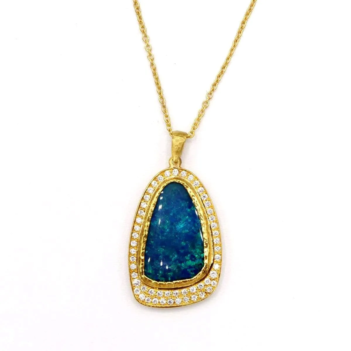 Marika Diamond, Blue Opal & 14k Gold Necklace - M7235