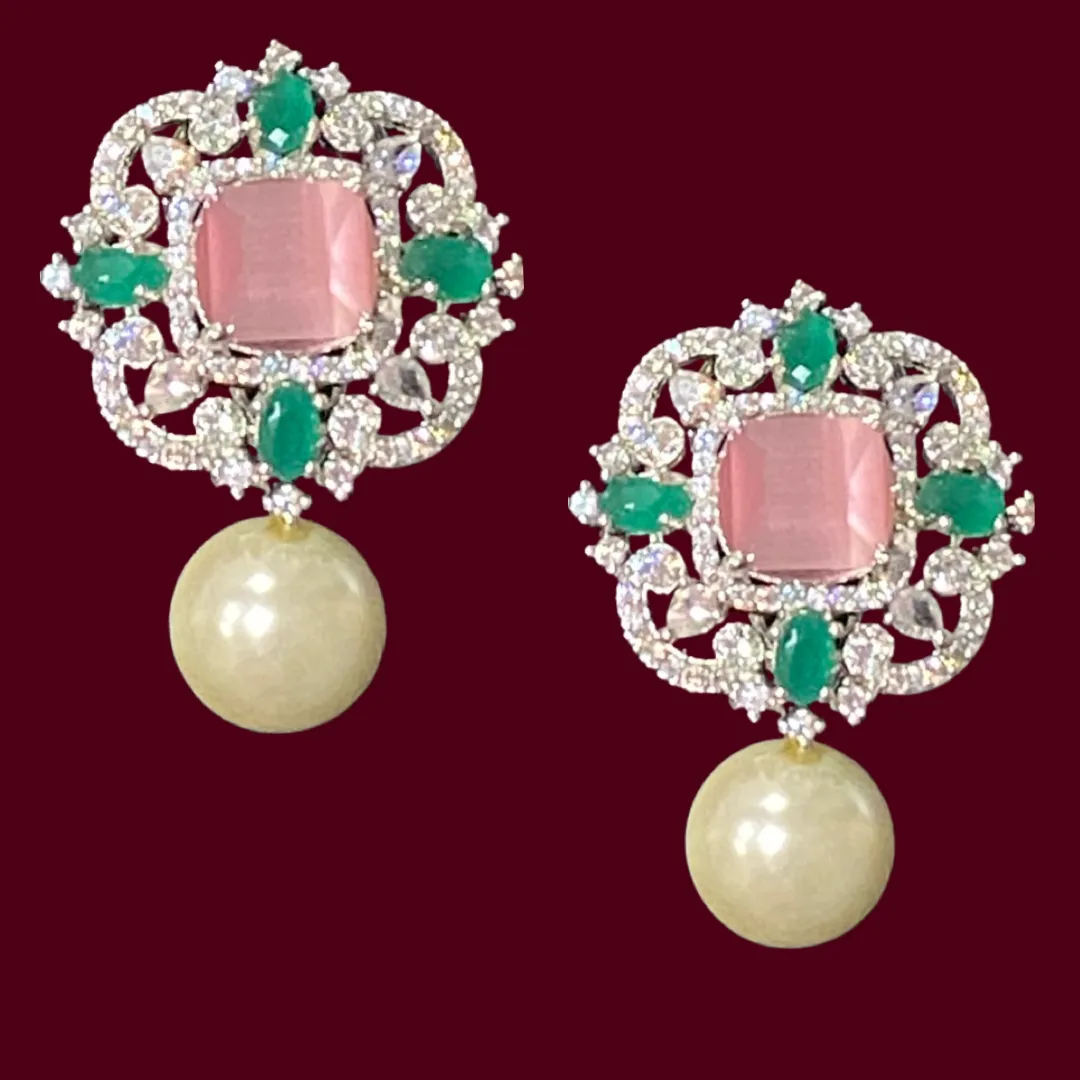 Meline Statement Pearl Earrings- Jaipur Rose Gold Plated Luxury Designer Indian Jewelry