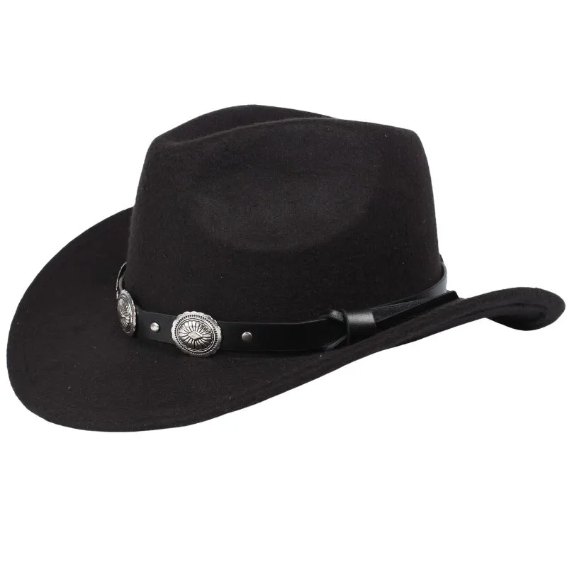 Metal Sunflowers Decorate Leather Hat Bands