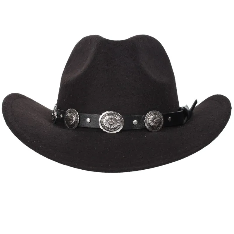 Metal Sunflowers Decorate Leather Hat Bands