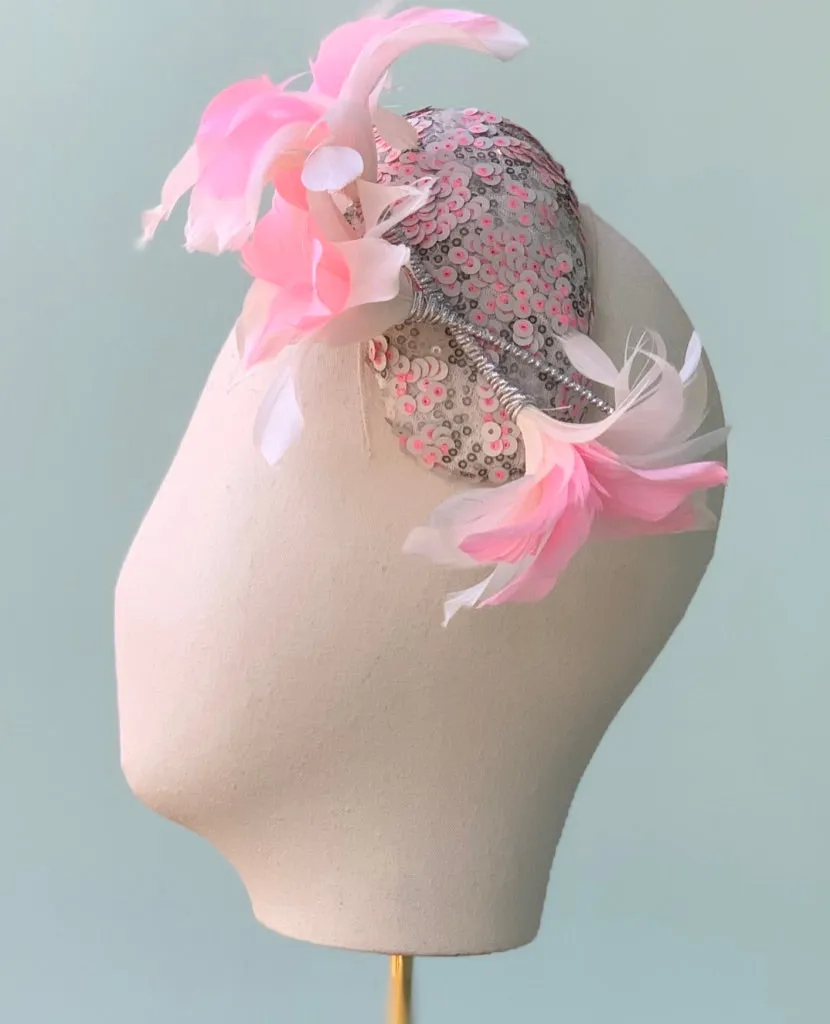 Midge Fascinator in Pink Sequin