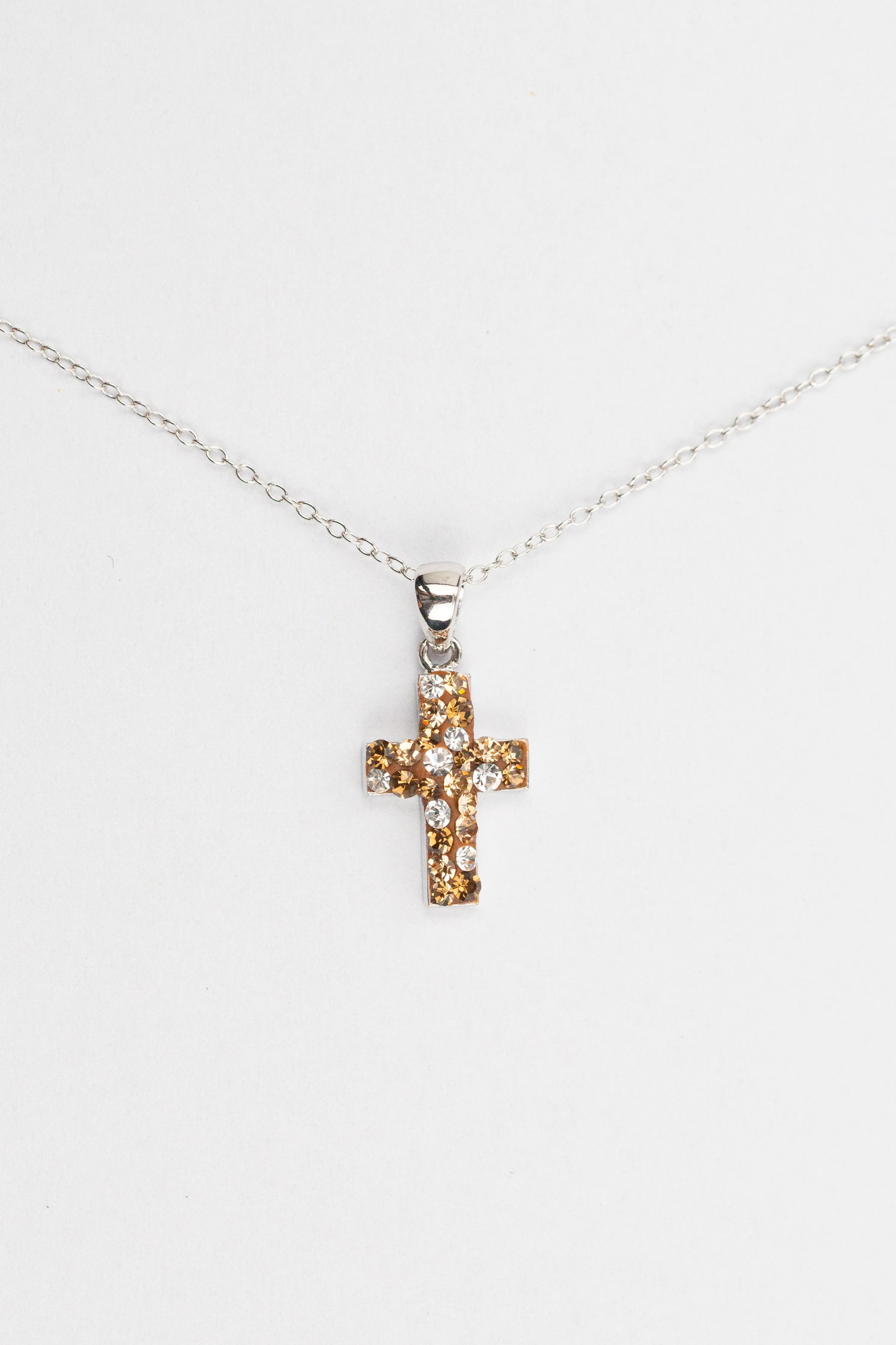 Mini Kid Crystal Cross Pendant Necklace