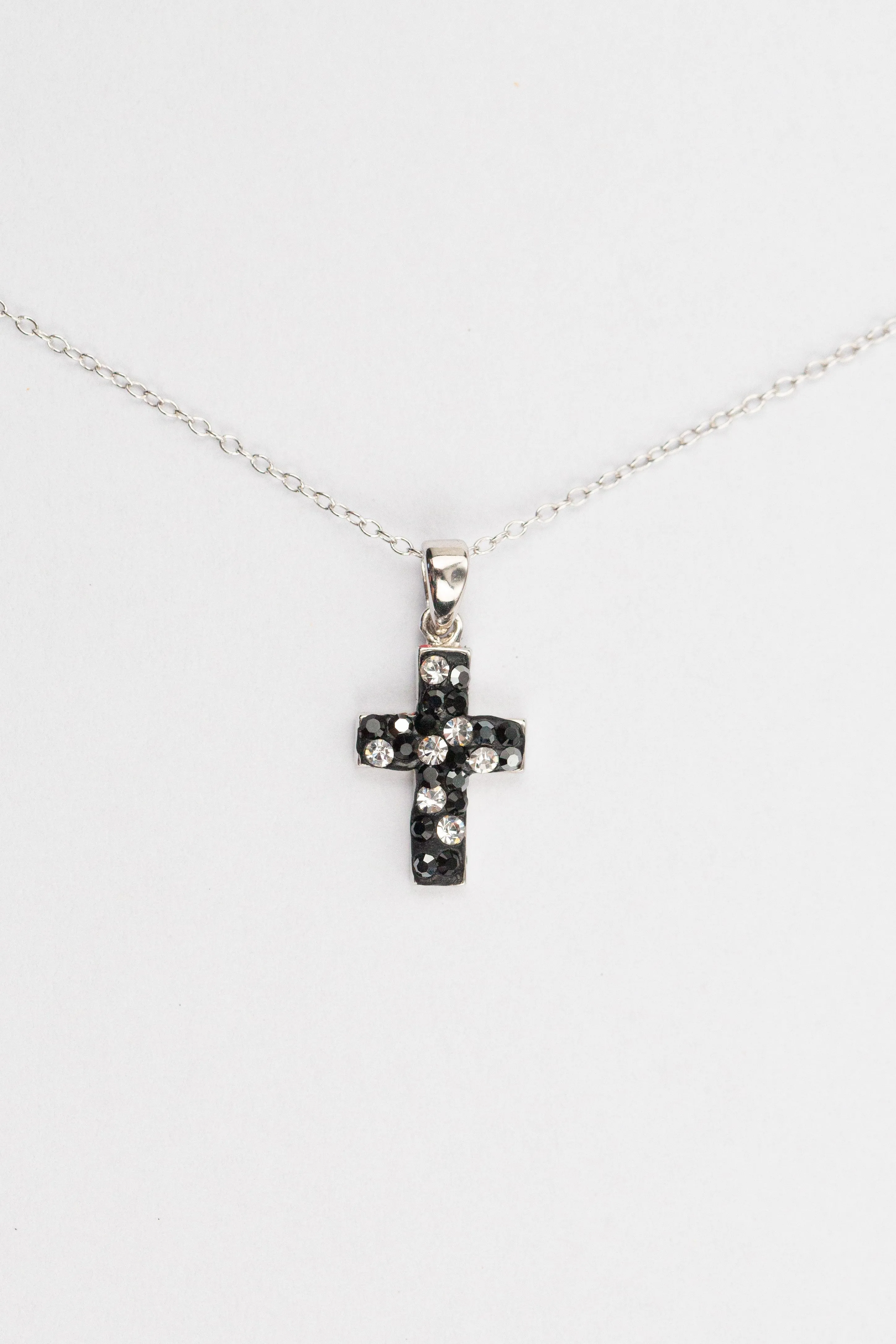 Mini Kid Crystal Cross Pendant Necklace