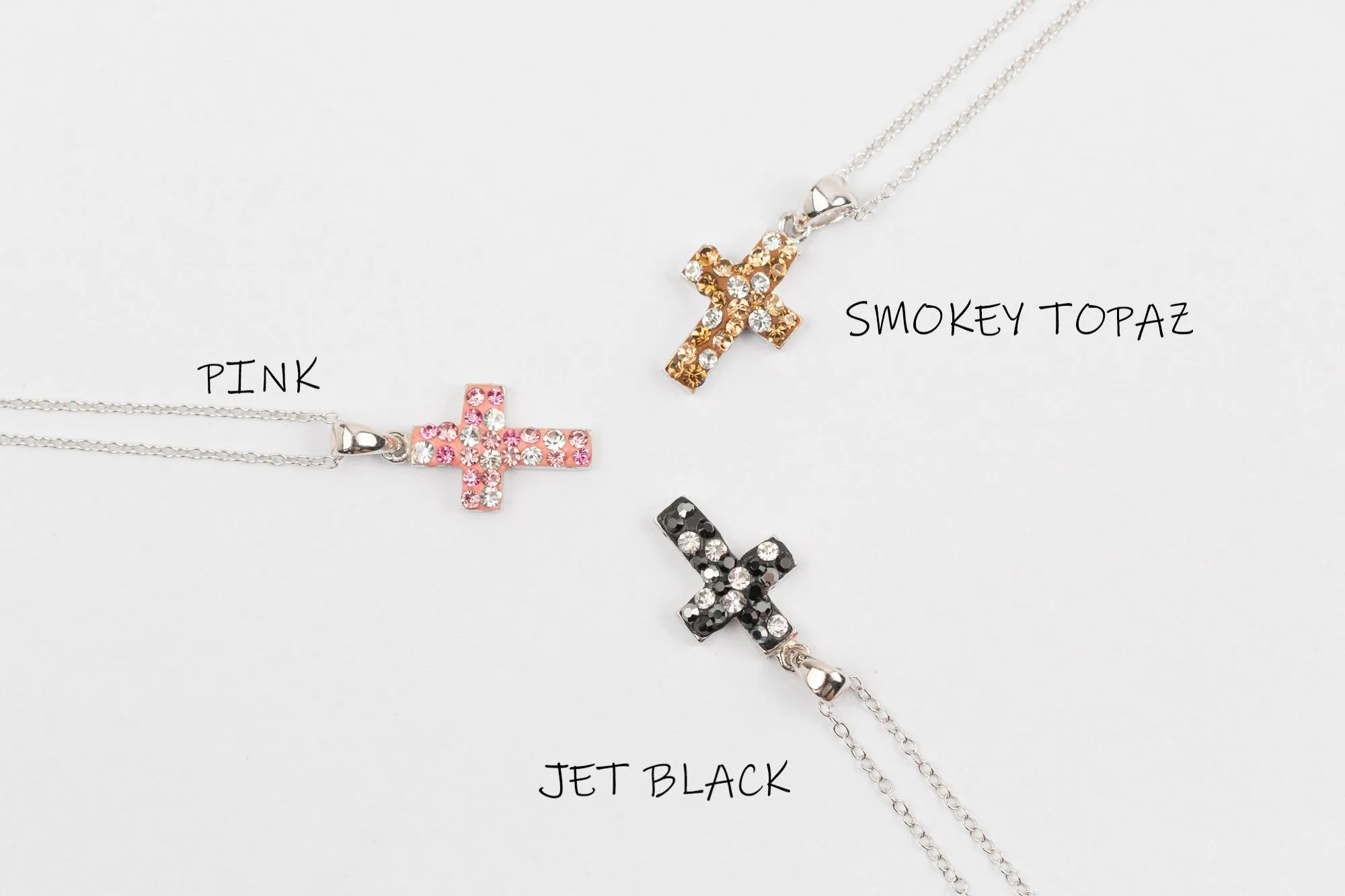 Mini Kid Crystal Cross Pendant Necklace