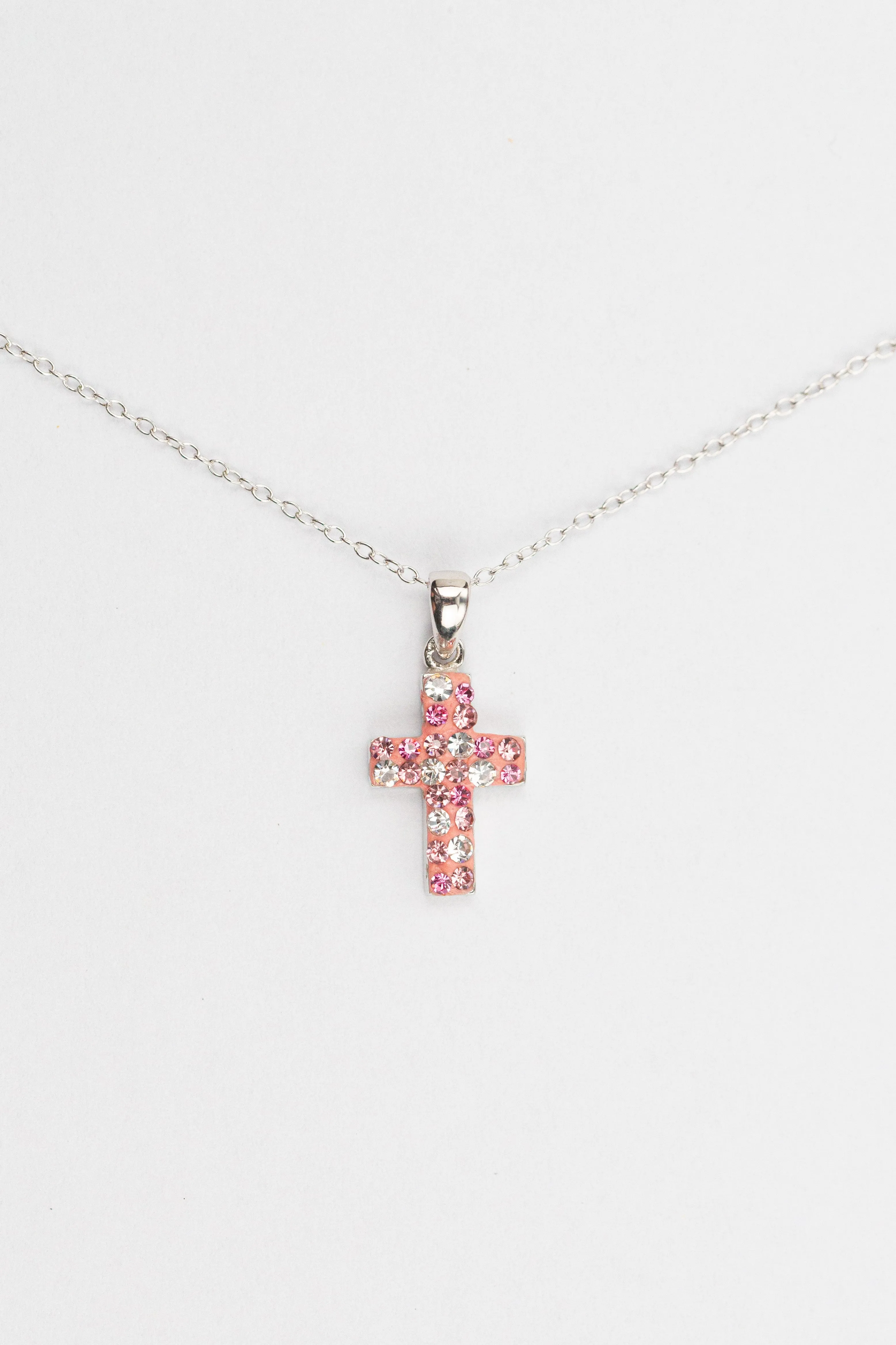 Mini Kid Crystal Cross Pendant Necklace