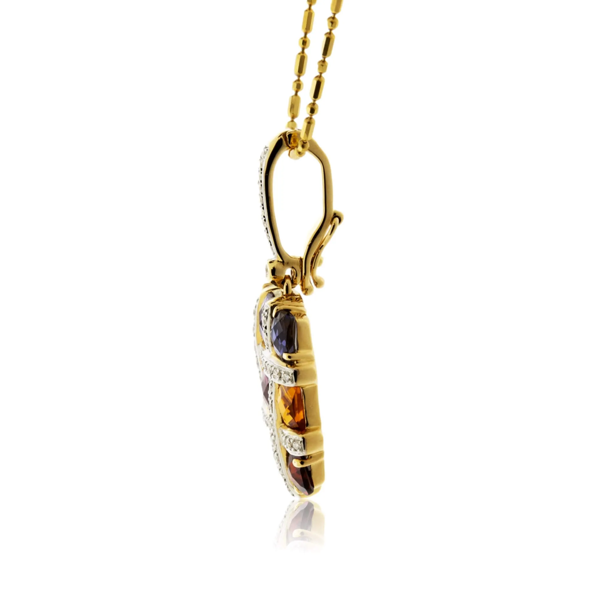 Mixed Gemstone Checkerboard & Diamond Pendant