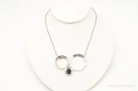 Modernist Druzy Quartz Sterling Silver Necklace