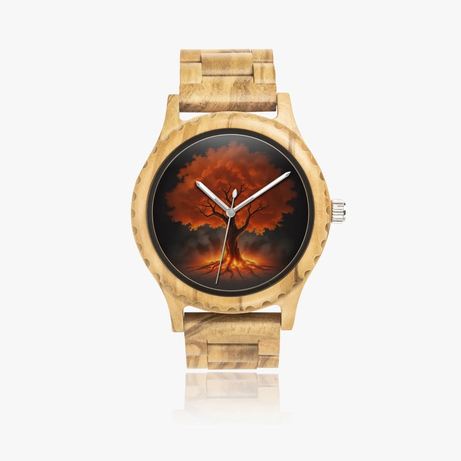 Montre en bois de bois d'olivier italien "Arbre Rouge" (206)