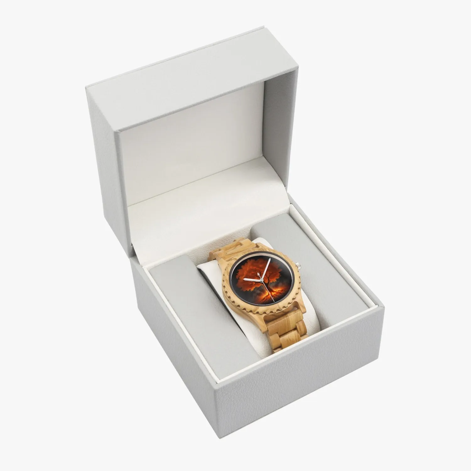 Montre en bois de bois d'olivier italien "Arbre Rouge" (206)