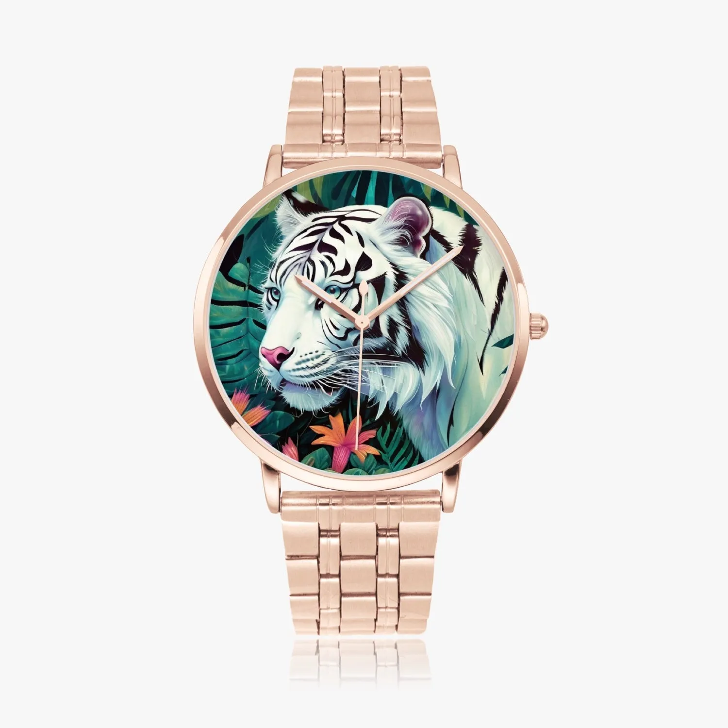 Montre à Quartz Instafamous "Tigre blanc et fleurs" (249)