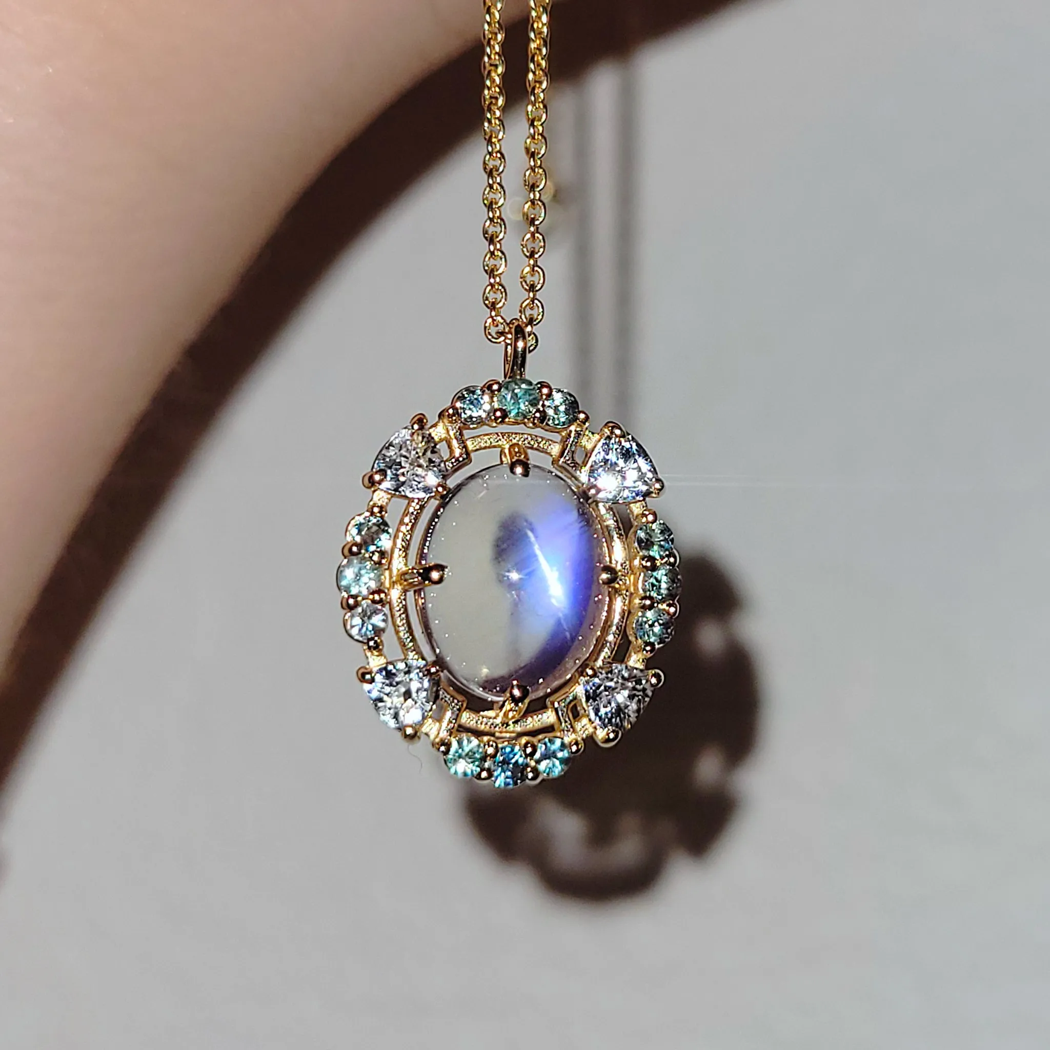 Moonstone & Alexandrite Necklace, June Birthstone Jewelry