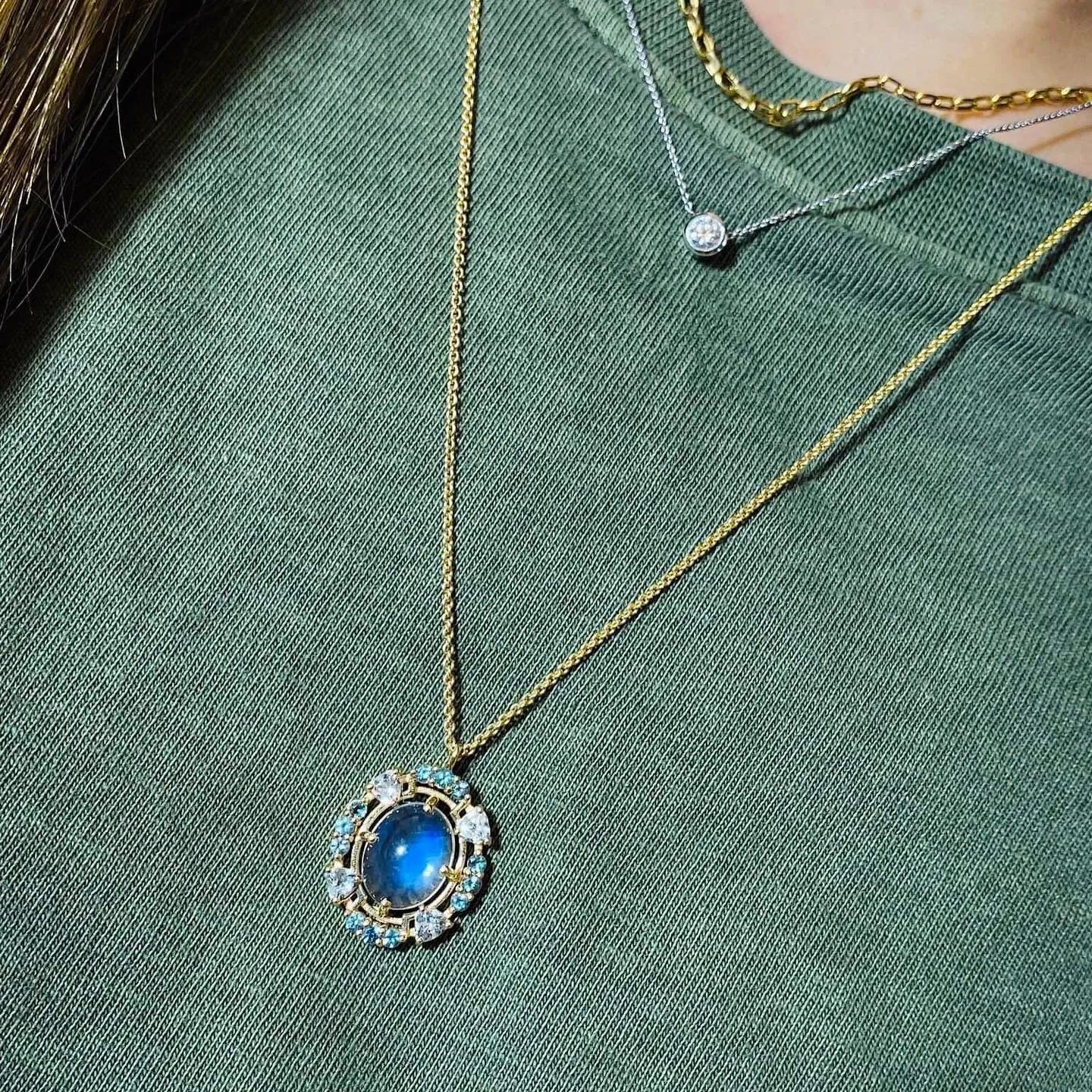 Moonstone & Alexandrite Necklace, June Birthstone Jewelry