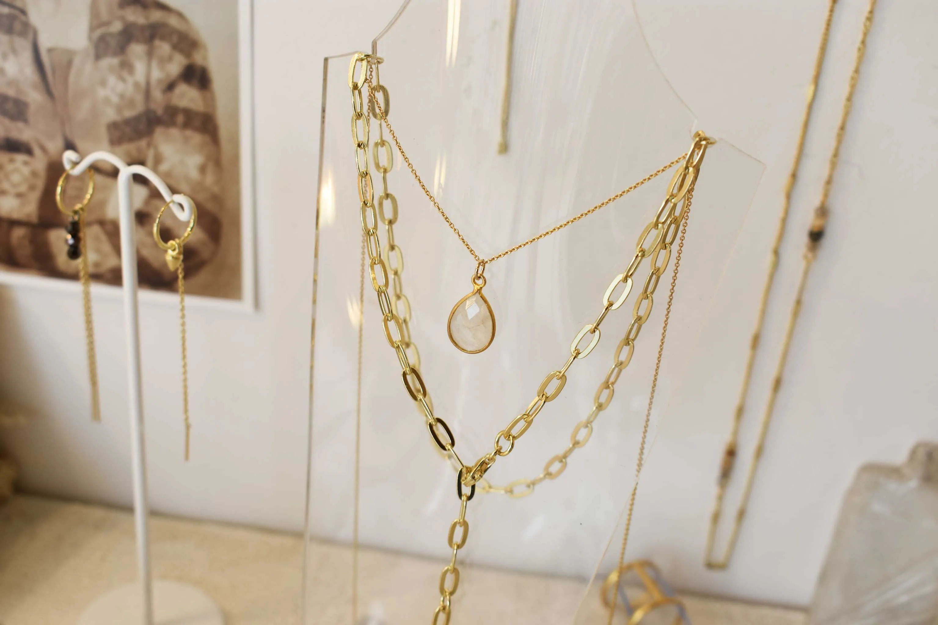 Moonstone | cut pendant necklace | 24k Gold-plated