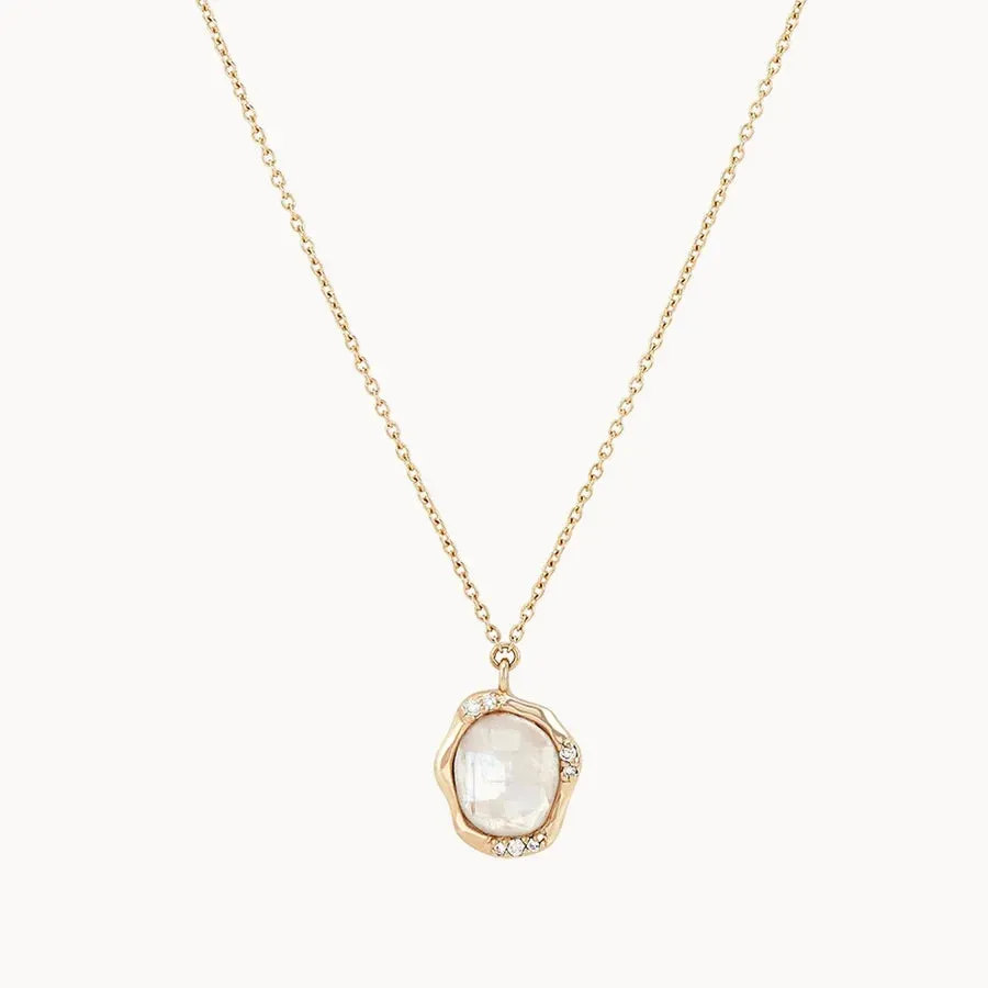 Moonstone Diamond Mood Necklace (14K Gold)