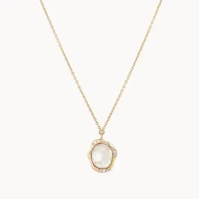 Moonstone Diamond Mood Necklace (14K Gold)