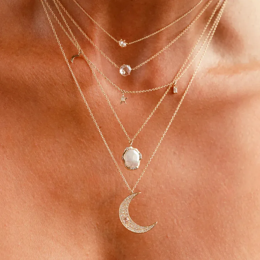 Moonstone Diamond Mood Necklace (14K Gold)