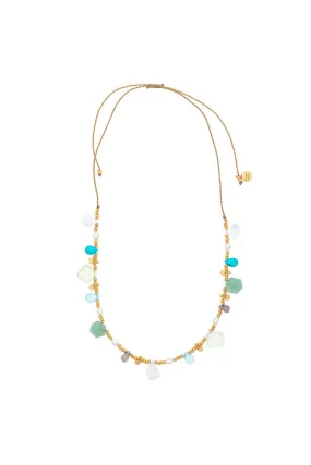 Moonstone, Green Aventurine, Turquoise, Pearl Necklace