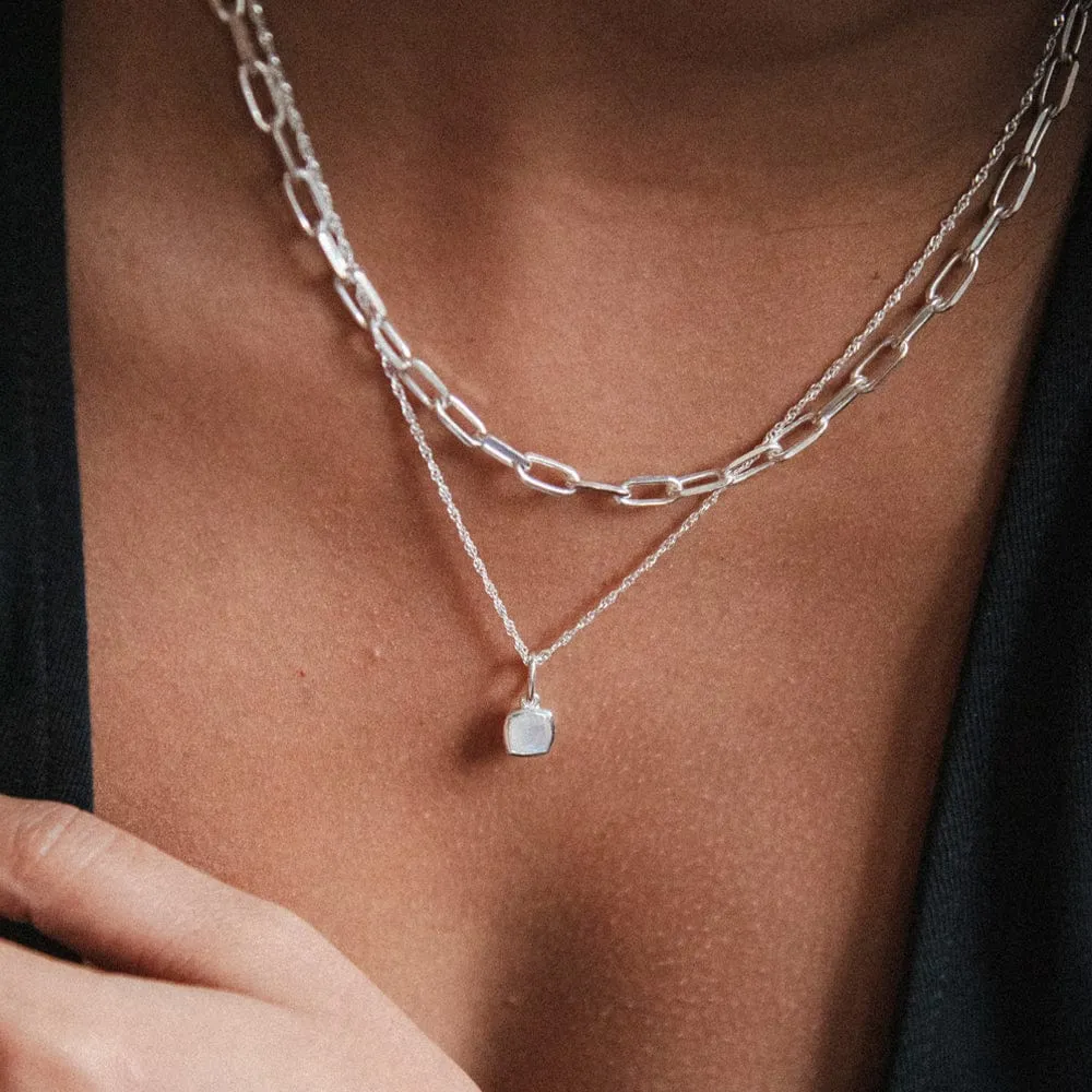 Moonstone June Birthstone Charm Pendant Sterling Silver