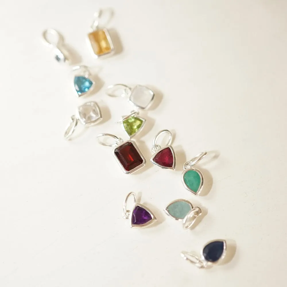 Moonstone June Birthstone Charm Pendant Sterling Silver