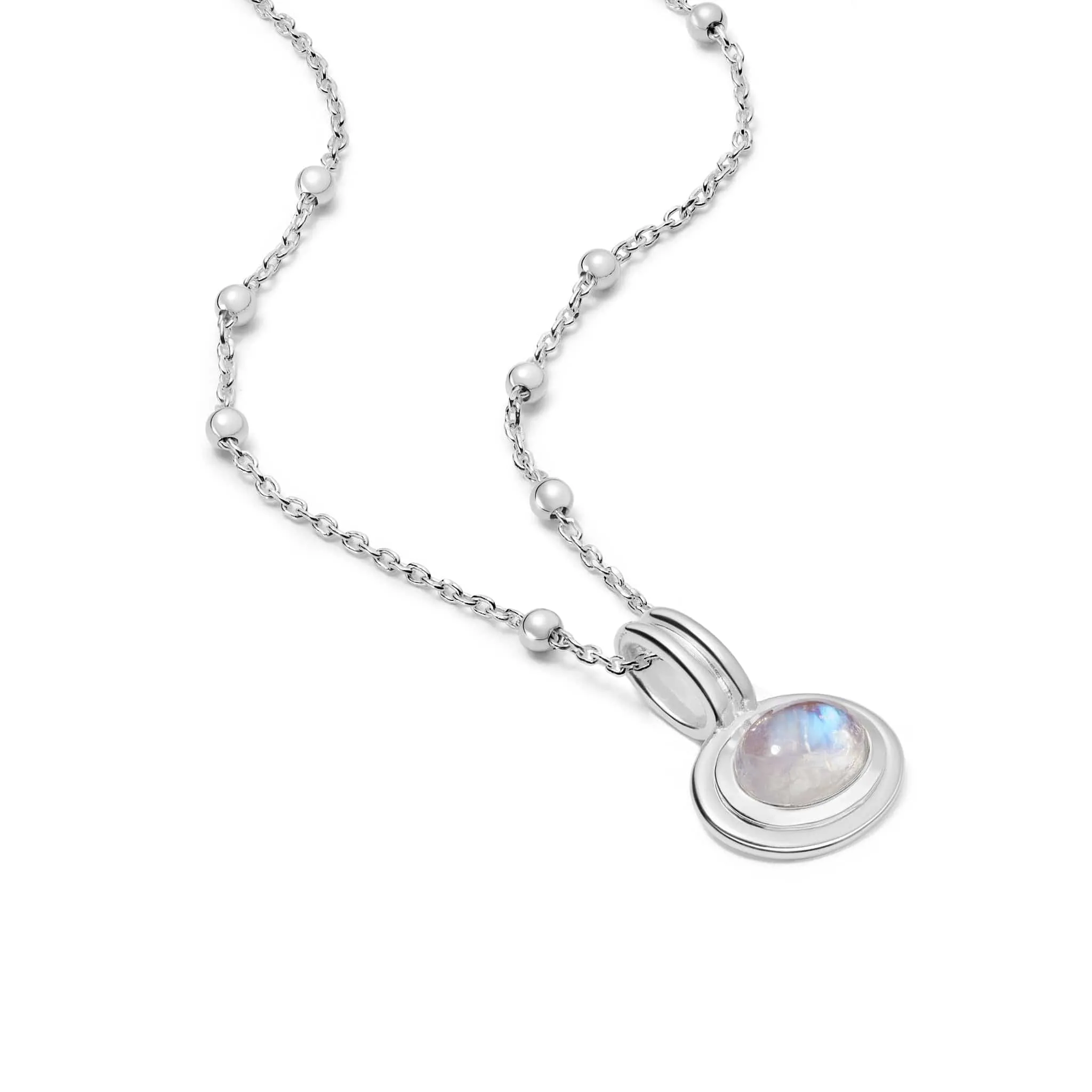 Moonstone Pendant Necklace Sterling Silver