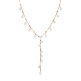 MULTI SHAPE MOONSTONE   DIAMOND SHAKER Y NECKLACE