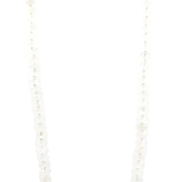 Necklace - Beaded Rainbow Moonstone & Diamond Spacers 40"