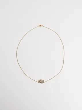 Necklace in 18k Yellow Gold with Grey Moonstone Pendant
