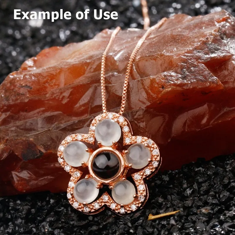 Necklace Pendant Setting Blank Bezel 3.5x4.5mm 1pc 2.7g 925 Sterling Silver for 5 Oval Shape Cabochons Stones Cameos Wholesale Available