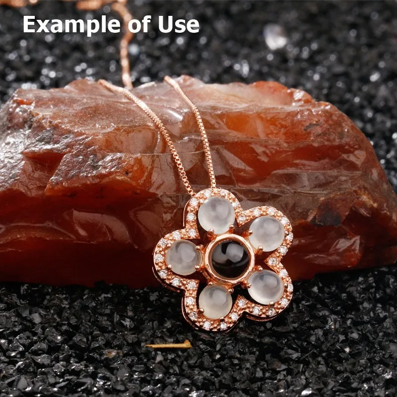 Necklace Pendant Setting Blank Bezel 3.5x4.5mm 1pc 2.7g 925 Sterling Silver for 5 Oval Shape Cabochons Stones Cameos Wholesale Available