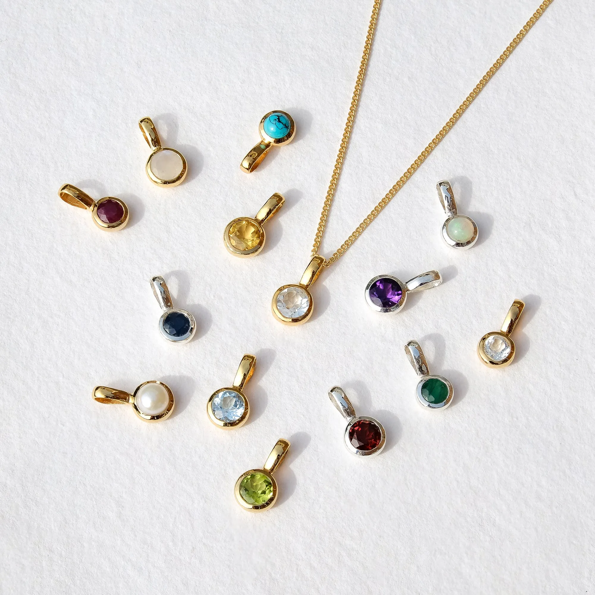 November Birthstone Charm Necklace - Citrine