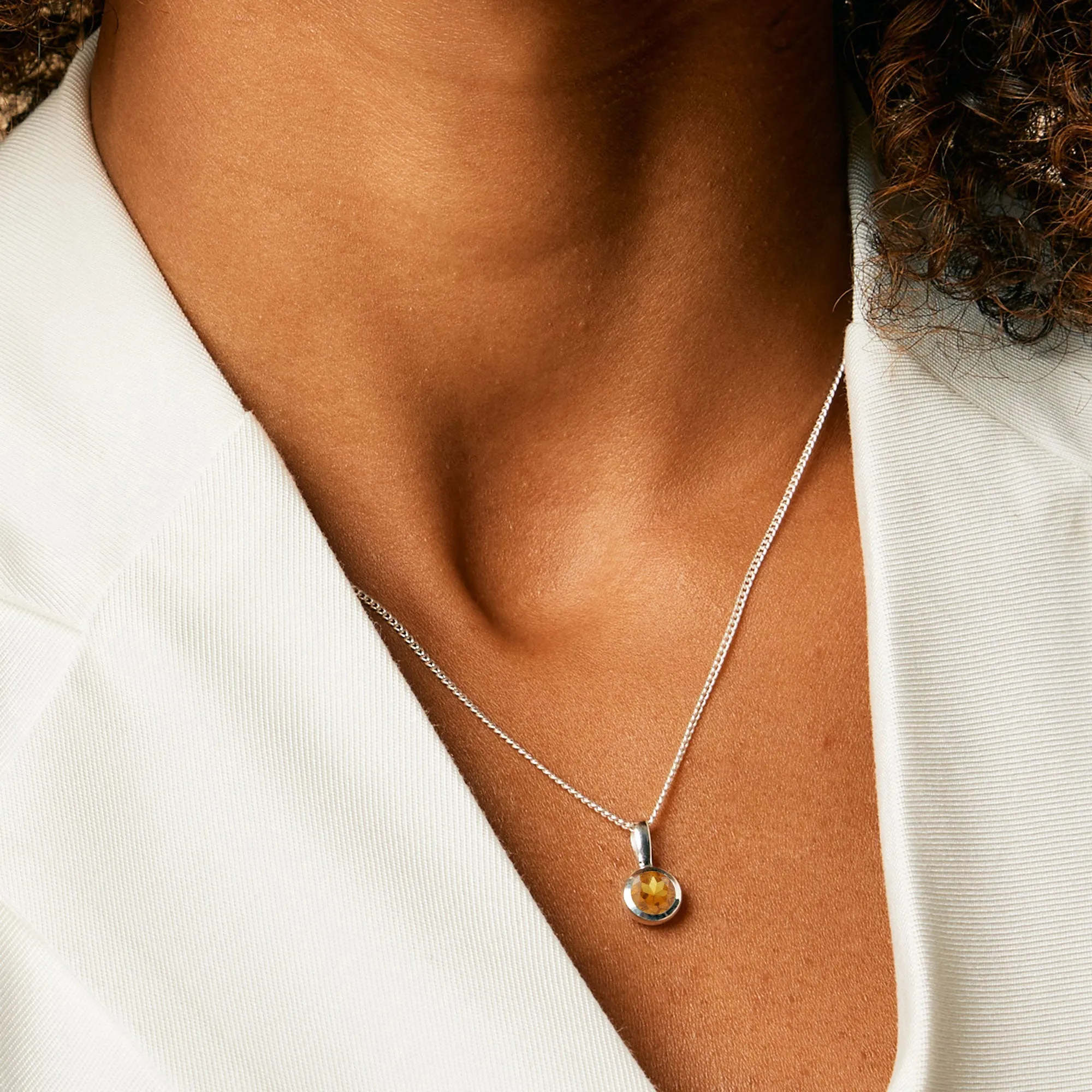 November Birthstone Charm Necklace - Citrine