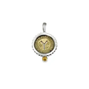 November NYC Authentic Subway Token Citrine Sterling Silver Charm Necklace